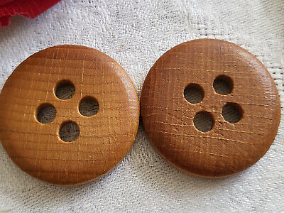 Duo gros boutons vintage en bois brut manteau 3,3 cm ref 5278