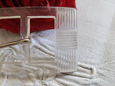 Boucle de ceinture vintage style lucite transparente 3,8 sur 6,1 cm ME4-23