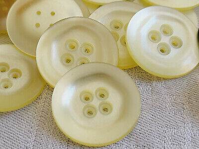 Lot 6 gros boutons vintage jaune lumineux style iminacre 2,6 cm ref 5649