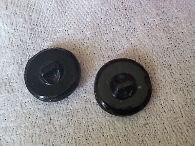 Duo boutons anciens en verre noir et doré petits diamètre  1,2 cm G9C