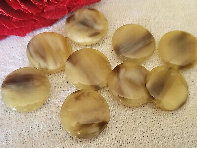 Lot 9 boutons vintage beige veiné marron pied  diamètre 1,7 cm ref 1385