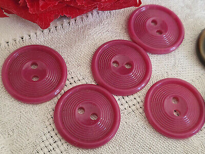 Lot 5 boutons vintage rose foncé spirale ancien  diamètre  2,2 cm ref 5088