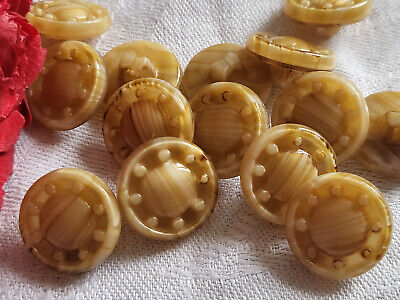 Lot 6 boutons vintage beige caramel vintage relief diamètre: 1,7 cm ref 1883