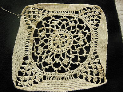 Application ancienne incrustation dentelle crochet grosse carré 12 sur 12 T1-19