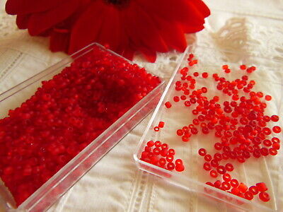 Lot environ 20 grammes de perles de rocaille rouge mat   n°98