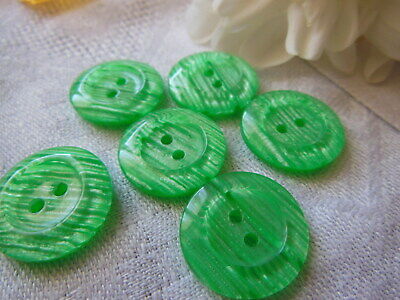 Lot 6 boutons vintage hyper lumineux veiné vert 1,7 cm ref 785