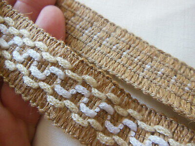 Galon large vintage couleur beige camel 1 mètre 90  idéal création sur lin T3-30
