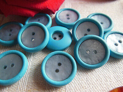 Lot 11 boutons vintage bicolore bleu mat et gris lumineux  1,7 cm ref 4477