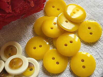 Lot 25 boutons vintage 2 séries petits panaché ton jaune 1,3 et 1,4 cm ref 5339
