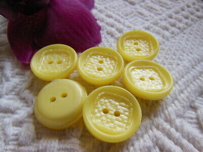 Lot 6 boutons vintage jaune cœur damas lumineux  diamètre 2 cm ref 1120