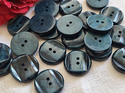 Lot 10 boutons anciens bleu marbré travaillé diamètre: 1,8 cm ref 1266