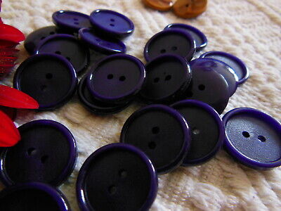 Lot 20 boutons vintage violet 2 trous rebord 1,7 cm ref 5218