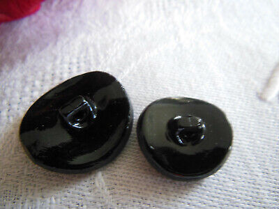 Duo boutons anciens en verre originaux gris hématite 1,8 cm et 2,2 cm G7J