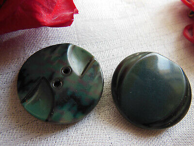 Duo boutons anciens en celluloid bleu et vert  collection 2,4 et 2,6 cm D14P