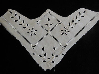 Broderie ancienne jour tiré fleur pour création couture récup patchwork T4-21