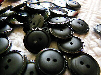 Lot 20 boutons vintage  noir pourtour spirale lumineux  diamètre 1,8 cm ref 5925