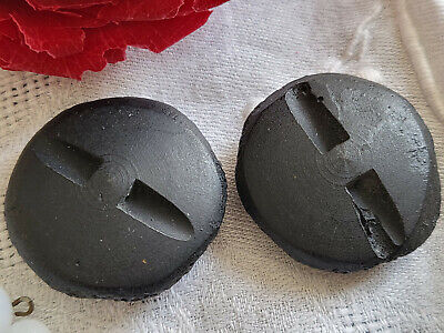 Collection duo boutons vintage résine gros noir bleuté   3,3 cm ref 5361