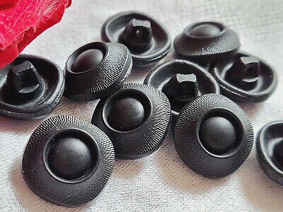 Lot 6 boutons vintage  en verre noir mat relief vintage  1,7 cm  ref 2210