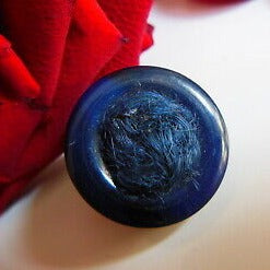 Collection bouton bleu vintage coeur laine à pied diamètre 1,8 cm D17H