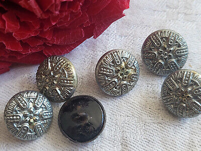 LOT 6 boutons anciens métal  serie collection fleur 1,3  cm ref 2076