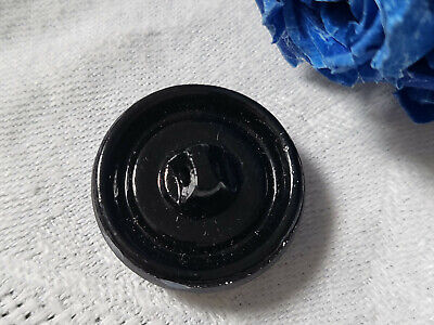 Bouton vintage en verre argenté foncé hématite haut coeur perlé 2,1  cm G8P
