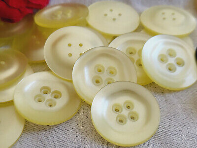 Lot 6 gros boutons vintage jaune lumineux style iminacre 2,6 cm ref 5649