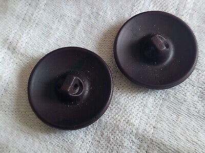 Duo boutons anciens en verre marron chocolat tressé diamètre: 2,2 cm G12B