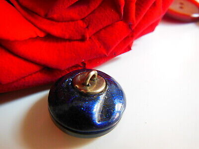 Collection bouton bleu vintage coeur laine à pied diamètre 1,8 cm D17H
