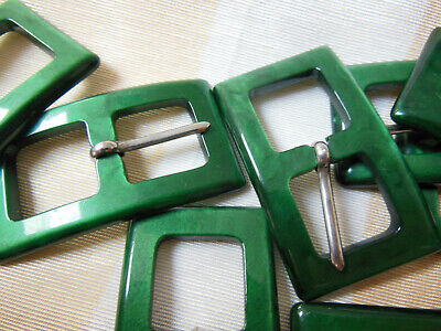 Duo boucles de ceinture vintage vert rectangulaire 2,8 sur 5,1 cm ME18