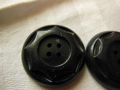 Duo gros boutons anciens en bois noir diamètre 3,6 cm ref 382