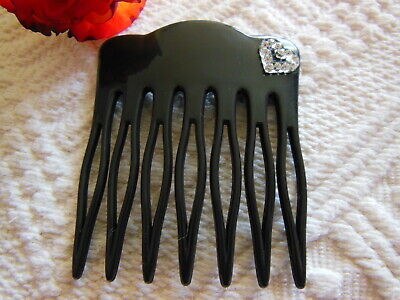 Ancien peigne vintage noir  haut chignon hair combs jamais utilisé strass cœur 