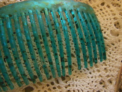 Ancien long peigne vintage bleu  aqua bulle hair combs 10,5 cm T2