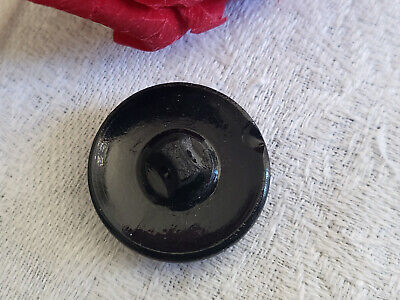 Bouton ancien en verre noir moucheté doré joli diamètre: 2,2 cm G15D