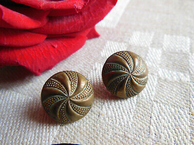 Duo petits boutons anciens en métal travaillé collection diamètre 1,4 cm  D5B