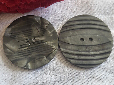 Duo boutons anciens art deco gris jaspé diamètre 3,1 cm G12C