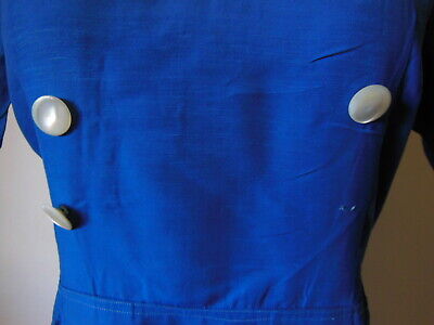 Ancienne robe bleu bouton nacre  sympa patron reconstitution taille 40? 42?  B2