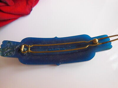 Ancienne barrette à cheveux vintage hairclip bleue travaillée