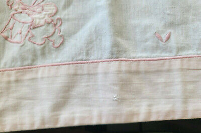 Broderie vintage grosse bas drap enfant récup rose application B3