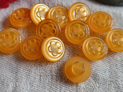 Lot 12 mini boutons vintage orange lumineux fleur diamètre: 0,9 cm ref 1207