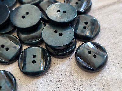 Lot 10 boutons anciens bleu marbré travaillé diamètre: 1,8 cm ref 1266