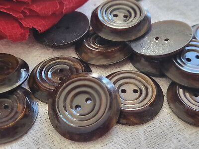 Lot 10 boutons anciens art deco marron jaspé reflet cuivré 2,1 cm ref 1937