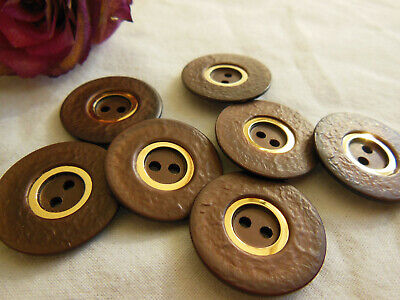 Lot 7 boutons vintage marron effet martelé doré diamètre 2,2 cm ref 2649