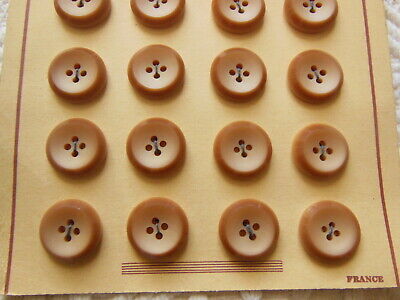 Plaque 24  boutons anciens marron vintage couture lot 1,7 cm T17