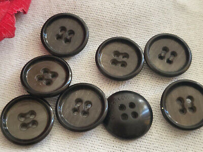 Lot 8 boutons anciens noir marron rebord petits 1,5 cm ref 5126