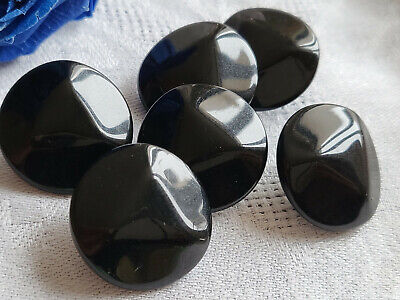 Lot 6 boutons vintage noir lumineux à pied diamètre  2,2 cm ref 5033