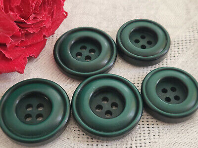 Lot 5 gros boutons vintage vert panaché épais 2,5 et 3 cm ref 5104