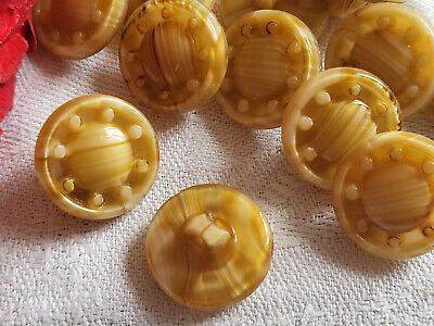 Lot 6 boutons vintage beige caramel vintage relief diamètre: 1,7 cm ref 1883