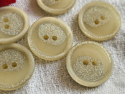 lot 7  boutons vintage creme paillette argenté diamètre 2,1 cm ref 1987