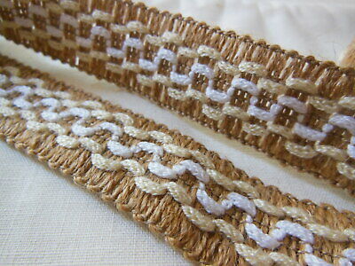 Galon large vintage couleur beige camel 1 mètre 90  idéal création sur lin T3-30