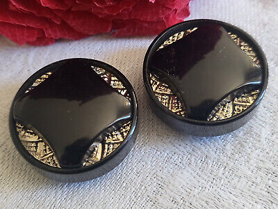 Duo boutons superbe vintage épais argenté pied collection 2,4 cm ref 306